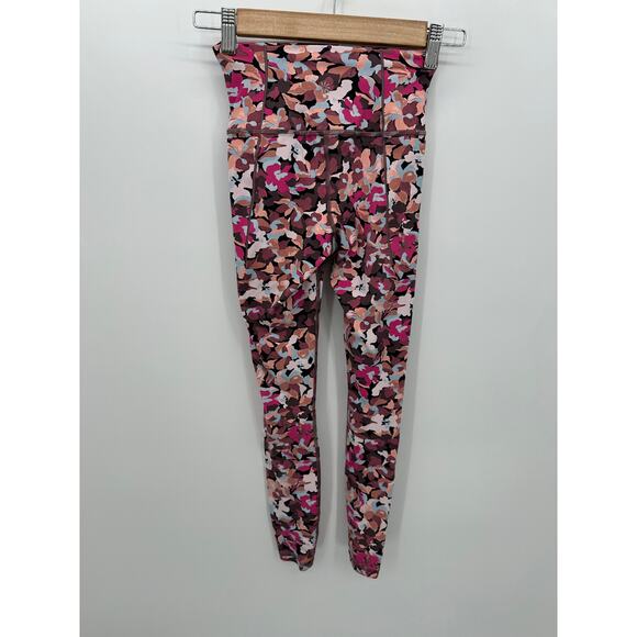 Athleta Transcend Stash Tight Leggings Women XXS Purple Pink Floral 23" Inseam - Picture 2 of 7